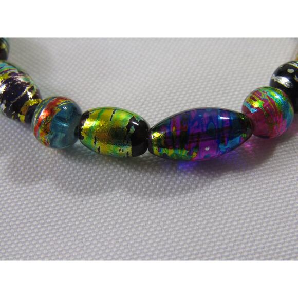 Multi Color Bracelet Iridescent Wire Wrist 6.5" Whimsical Art Boho Festive Y2K - Picture 4 of 6